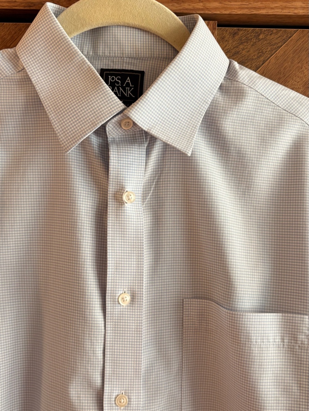 Jos. A. Bank Traveler Men's Dress Shirt with Chest Pocket in Grey and White - Picture 6 of 10